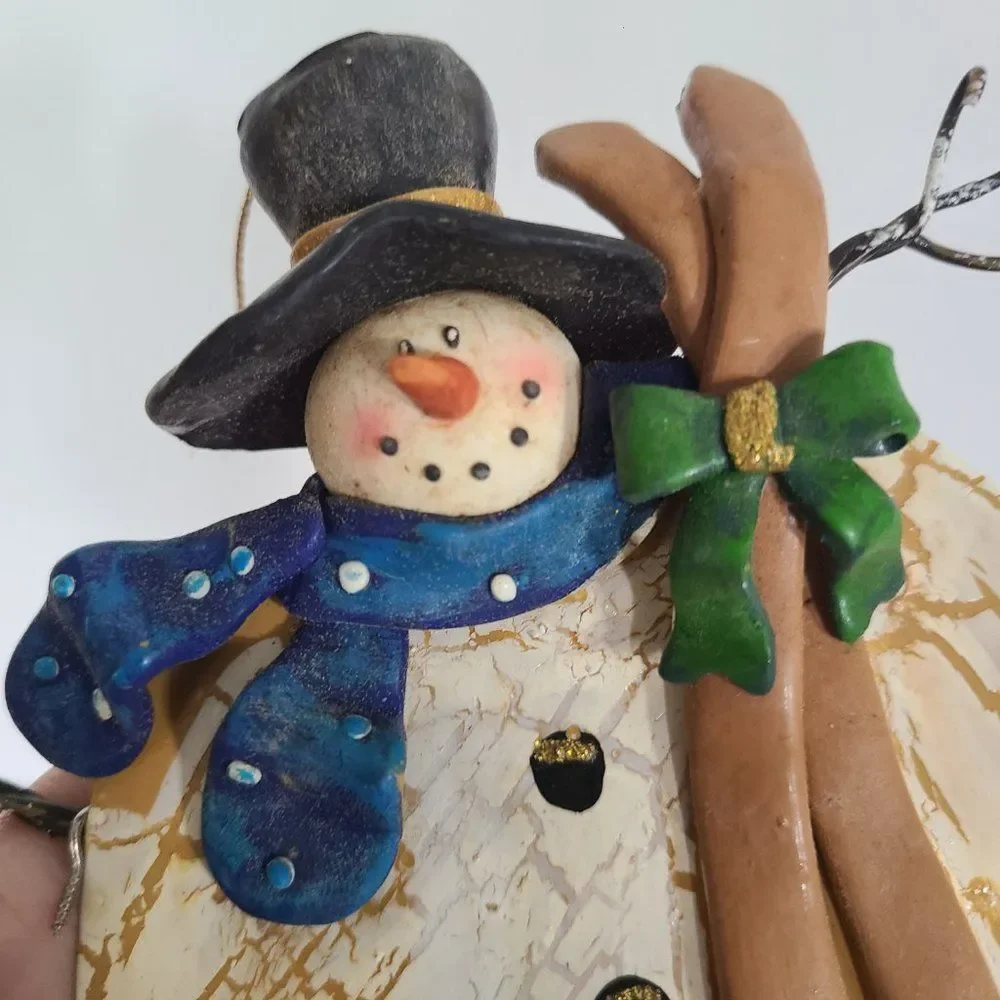 Vintage Christmas Holiday Winter Christmas Ornaments & Shelf Snowmen Set of 3